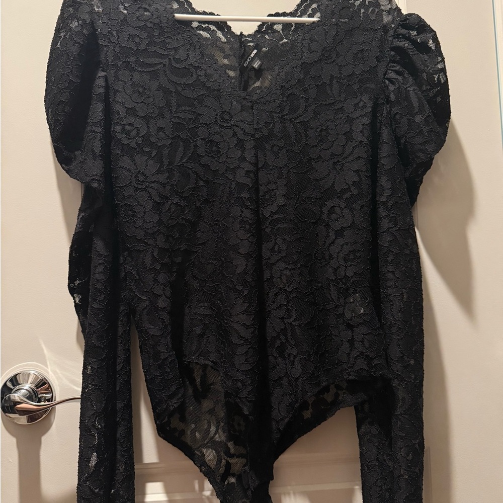 Fashion Nova Black Lace Bodysuit